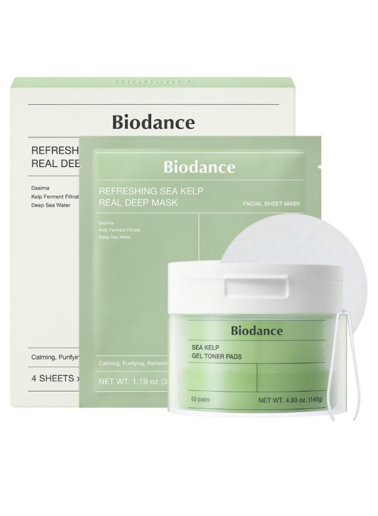 Biodance Sea Kelp Toner Pads & Refreshing Sea Kelp Deep Mask Set – Hydrating, Soothing Korean Skincare for Radiant Skin - Image 1